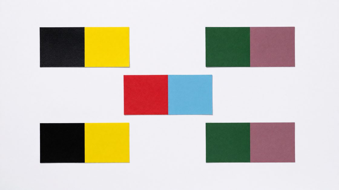 Color swatches paired with contrast ratio values on a clean white background