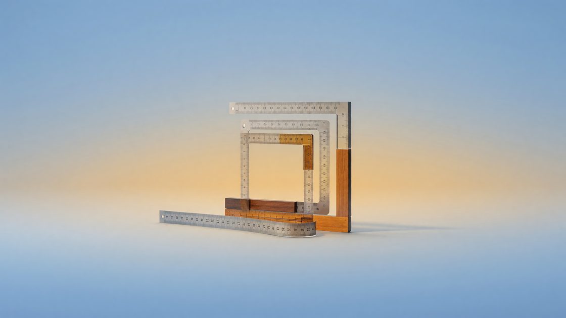 Abstract composition of nested measuring-scale marks in soft gradient tones