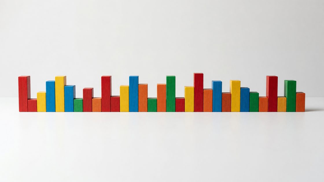 Grid of colored boxes demonstrating flexbox alignment and distribution properties